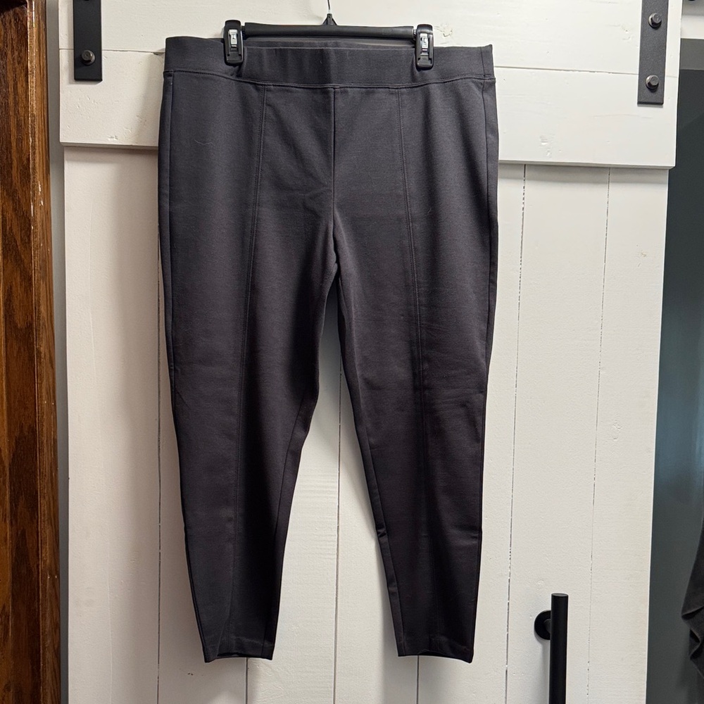 Maurices Charcoal Gray Trousers Elastic Waist Pants XL Short Office Business